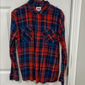 Levi's Men's Plaid Shirt in Red and Blue